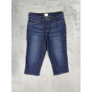 Levis 512 Jeans Womens 12 Blue Dark Wash Denim Perfectly Slimming Capri Mid Rise